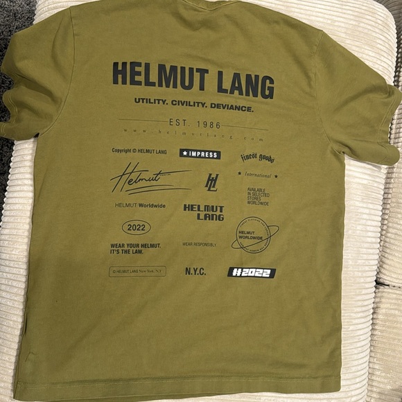 Helmut Lang Green Cotton T-Shirt - Picture 2 of 2